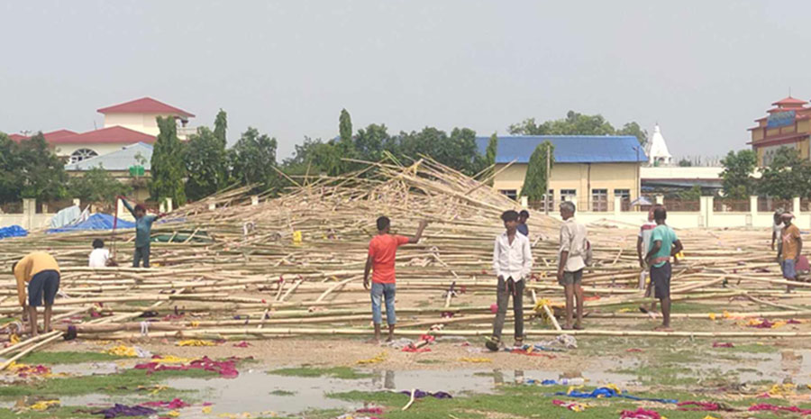 जसपा नेपालको राष्ट्रिय महाधिवेशन मञ्च हावाहुरीले भत्कायो