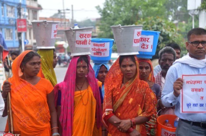 मधेसमा पानी माग्दै काठमाडौंमा प्रदर्शन